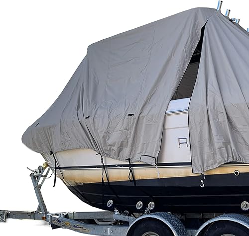 Miniatura 7 de Eliteshield Cubierta de lancha dura de alta resistencia con tapa en T, poliéster teñido en solución de grado marino, tratado con rayos UV,