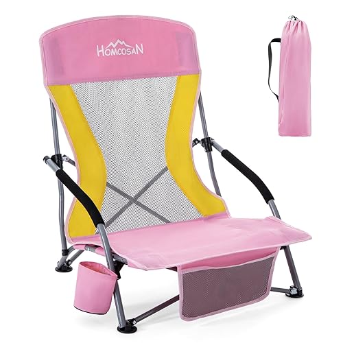 Homcosan Portable Low Folding Beach Chair - Lightweight Camping Chair