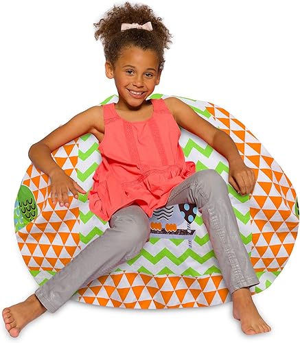 Miniatura 30 de Posh Beanbags - Sillón puff XL, 48 pulgadas, color gris jaspeado Gris brezo,Lienzo Animales Bosque Critters,Tela para colorear lienzo - Mundo