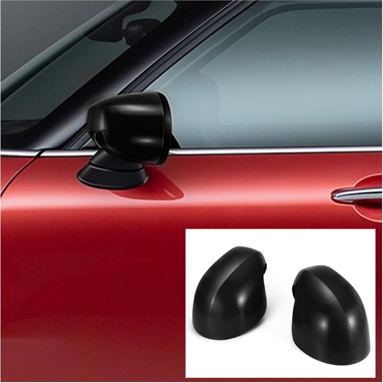 for Mini Cooper Rearview Side Mirror Cover Caps Decoration Car Accessories,for F54 F55 F56 F57 F60 2020-2024 2PCS (Black, With Light Under Mirror)