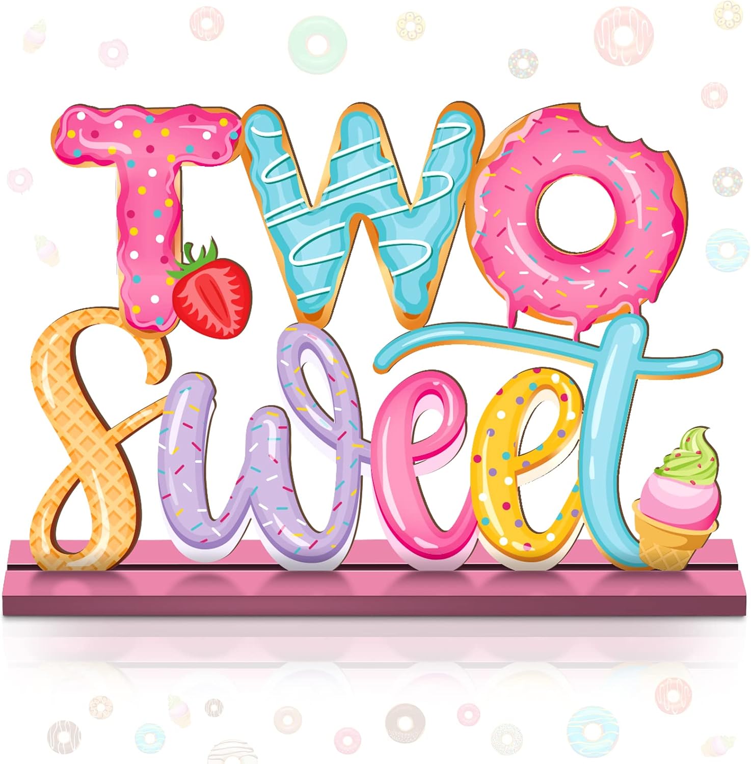 Donut Two Sweet Letter Sign Wooden Table Centerpieces 2st Donut Party ...