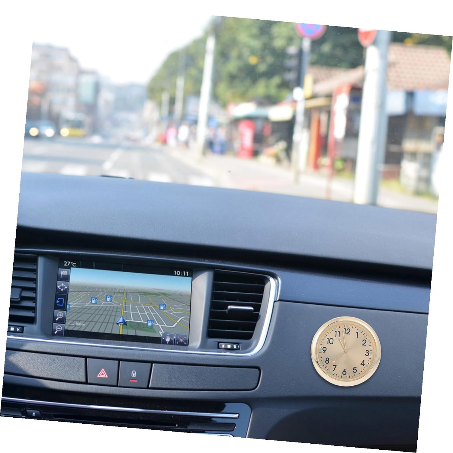 PRETYZOOM 2Pcs Luminous Car Clock Delicate Tiny Dashboard Clocks for Vehicle Home Office Easy Installation with Blue and Gold Design