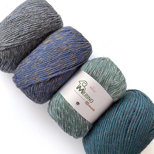 Miniatura 1 de Merino Moments - Hilo grueso de mezcla de lana merino para ganchillo, 40% merino, 30% modal, 20% algodón, 10% seda, hilo suave para bebé, hilo