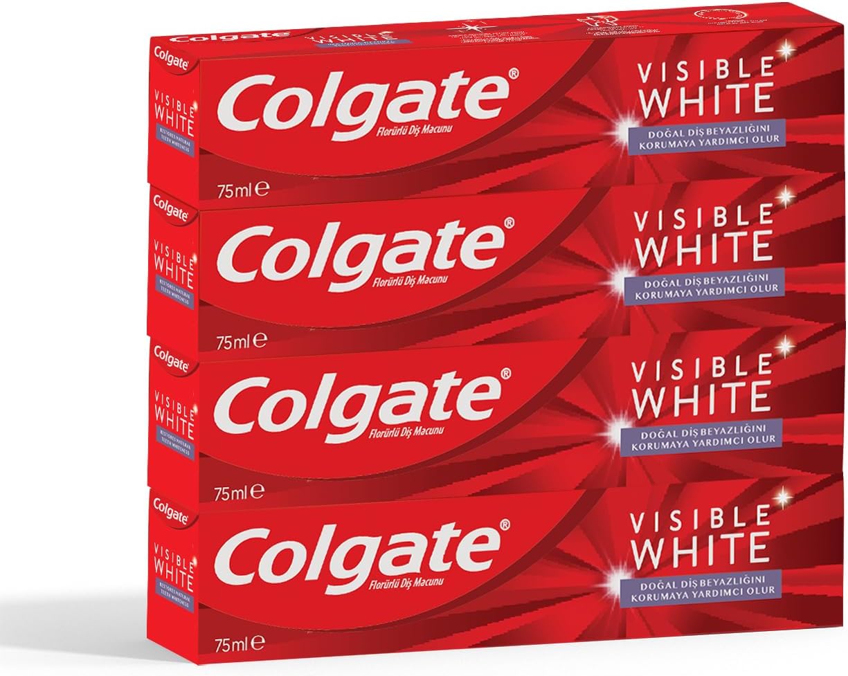 Colgate Visible White Beyazlatıcı Diş Macunu, 75ml x 4 Adet