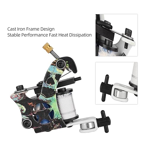 Miniatura 6 de Máquina de tatuaje de bobina, bobina de cobre de 10 envolturas, máquina de tatuaje profesional portátil de galvanoplastia, máquina de tatuaje hecha