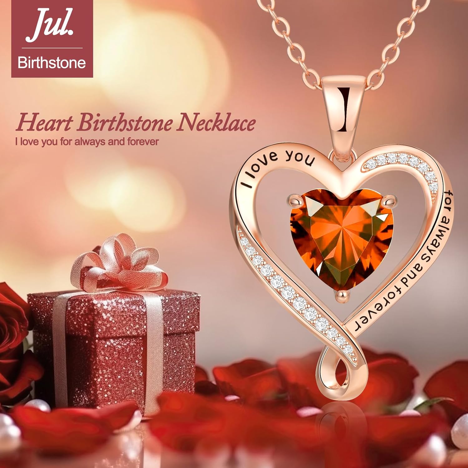 Birthday Gifts for Women Wife Infinity Heart Birthstone I Love You Necklace for Women S925 Sterling Silver Anniversary Wedding Gifts for Christmas Valentines Mothers Day Women's jewelry Diamond Pendant Necklaces Gift for Her Mom Daughter Grandma - Image 4