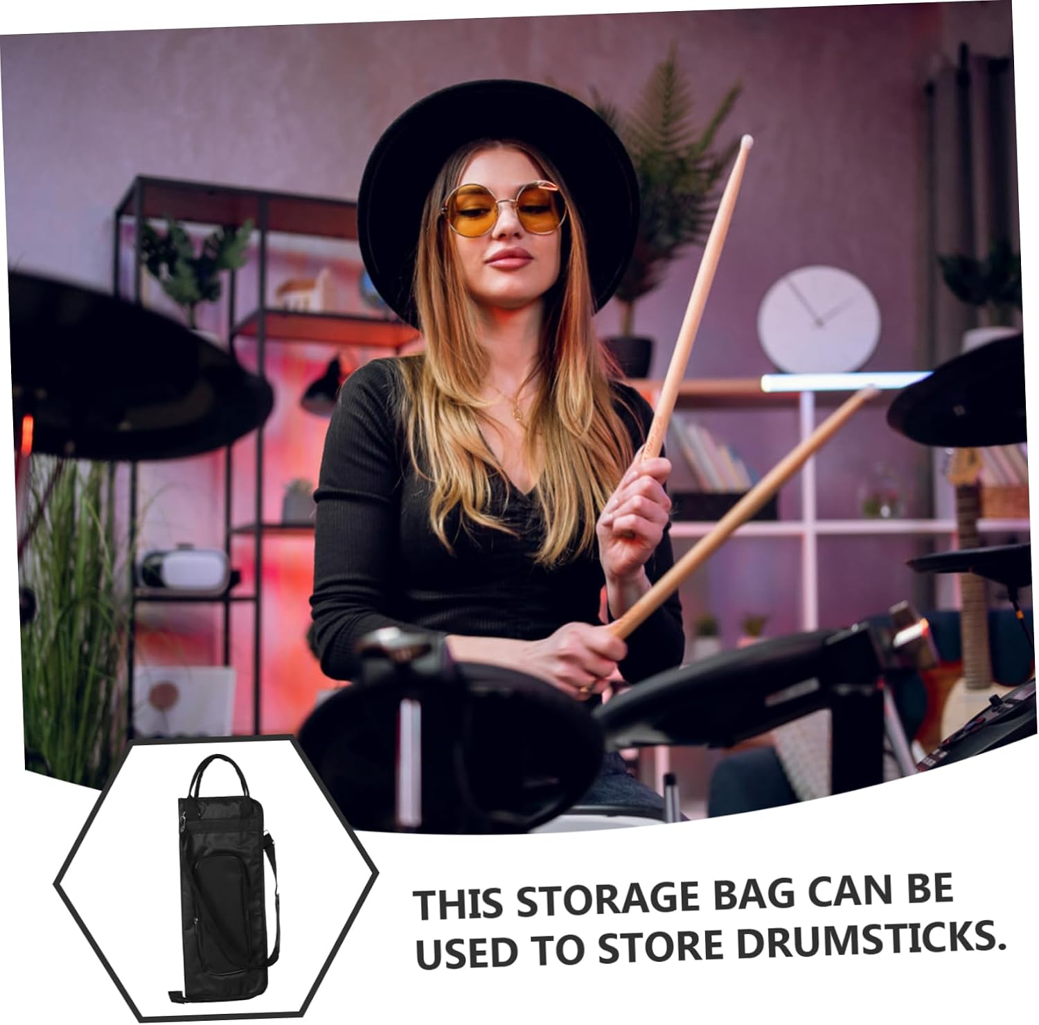 BESPORTBLE Oxford Cloth Drumstick Bag Drumstick Holder Strap Baton Carrying Case for Drummers