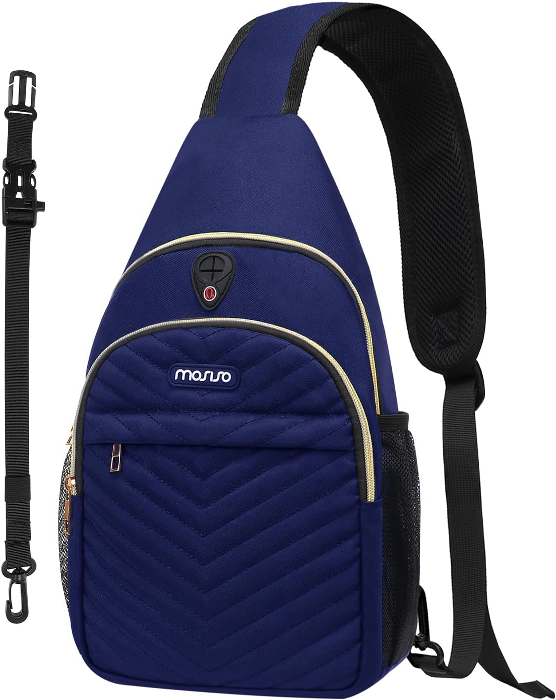 MOSISO Sling Backpack Small Hiking Daypack, Quilted Crossbody Sling Bag with Removable Strap One Shoulder Chest Bag, Navy Blue