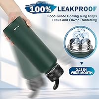 Vista 7 de TaroKitc Botellas de agua aisladas de 64 onzas con popote, 2 tapas, botella de agua deportiva de acero inoxidable aislada al vacío de medio galón