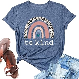 Be Kind T Shirts Women Graphic Short Sleeve Summer Tops Loose Casual Teacher Tees