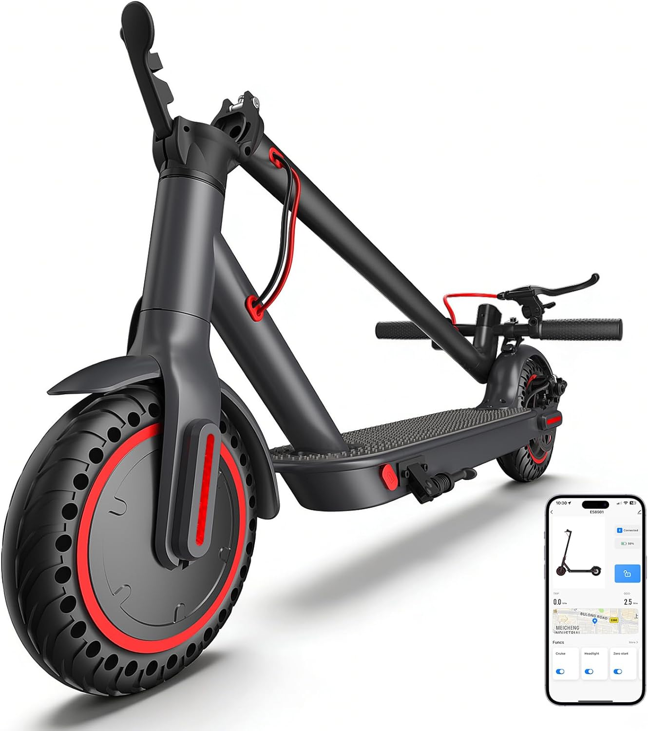 Electric Scooter Adult 350W/500W Motor, Top Speed 19/22 mph, Max 18/22 Miles Ranges, Foldable E Scooters for Adults with Cruise Control APP Control Double Braking for Commuting