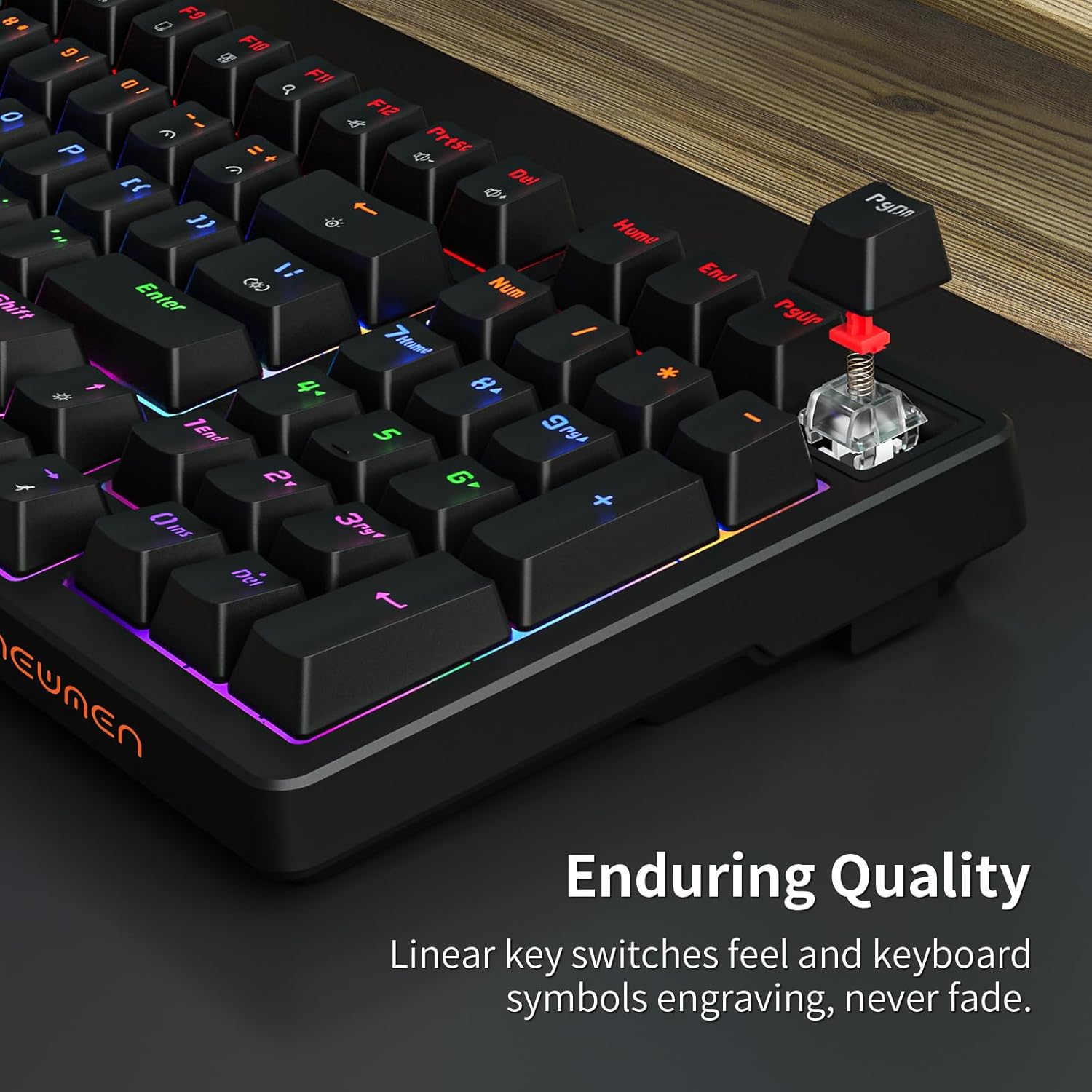 Newmen GM328 Gaming Mechanical Keyboard,18 LED Backlit Effects, 100 Keys, Wired Mechanical Keyboard with Linear Red Switch, Double-Shot Keycaps,Gaming Keyboards Compact Design for Gamers and Work