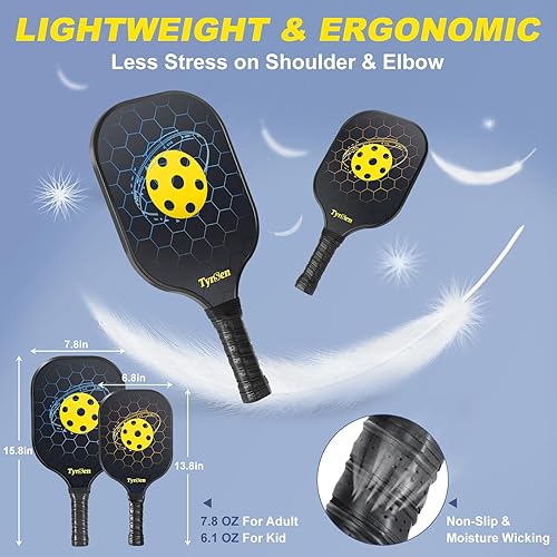 Miniatura 3 de Pickleball Set with Net, 22 FT Regulation Size & 11 FT Half Court Size Pickleball Net, 4 Fiberglass Paddles, Portable Pickle Ball Net System with