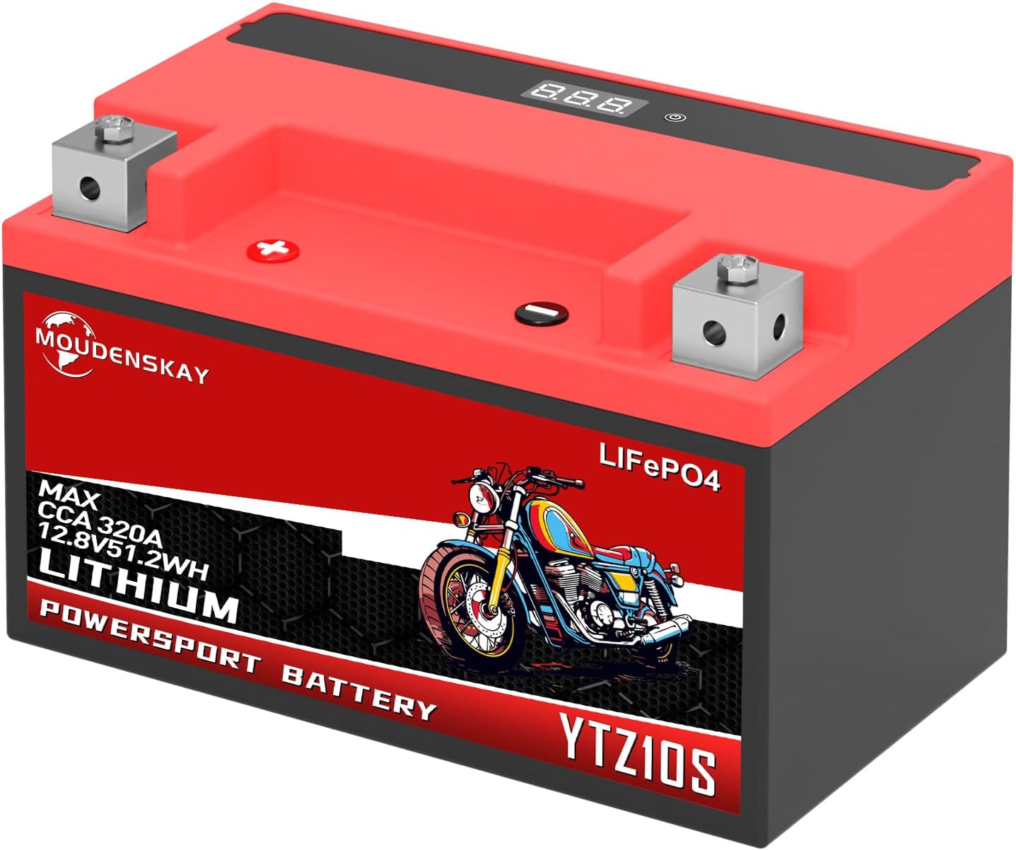YTZ10S-BS akumulator litowy motocykl 12 V LiFePO4 akumulator motocyklowy 4 Ah | Ochrona BMS i wskaźnik 51.2WH 300CCA 12V akumulator litowy Powersports do motocykli, ATV, UTV, pojazdów wodnych itp