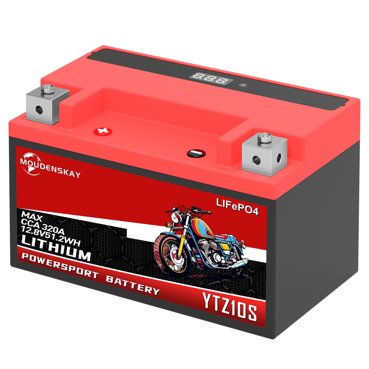 Batería de Litio Para Moto, Bateria Litio 12v Motocicleta con BMS,12.8V 4AH 280~320CCA 51.2WH YTZ10S LiFePO4 Motor de Arranque de la Batería Para Motocicleta,ATV,UTV,4 Wheeler, y más