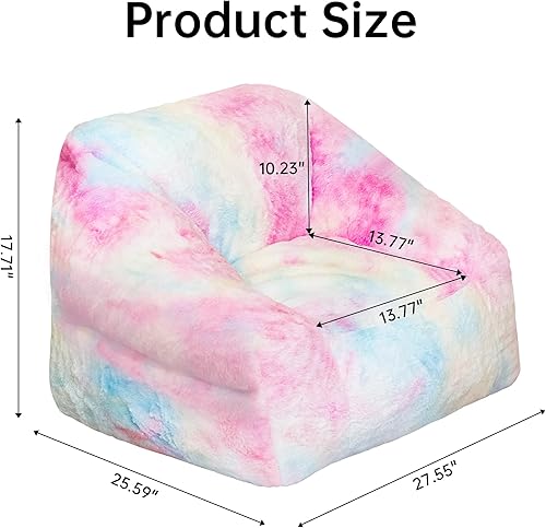 Miniatura 3 de Cvortll Puf para niños, sofá moderno de 33 pulgadas con relleno de esponja y cómodo pelo sintético suave, para niños, adolescentes, sofá para