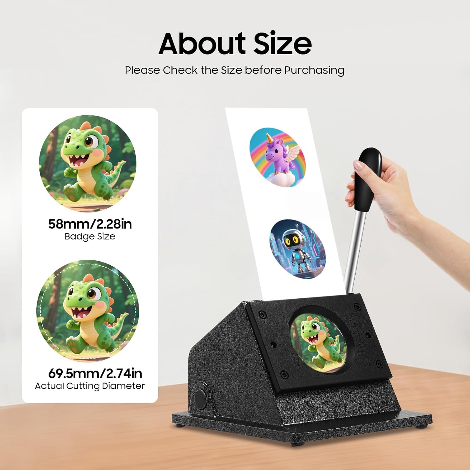 2.28" 58mm Round Punch Die Cutter,Manual Paper Card Button Graphic Maker Machine W/Limit Port,Buttons Papier Stanzmaschine for Cards, Badges, Cartoon Buckles, Photo Frames.