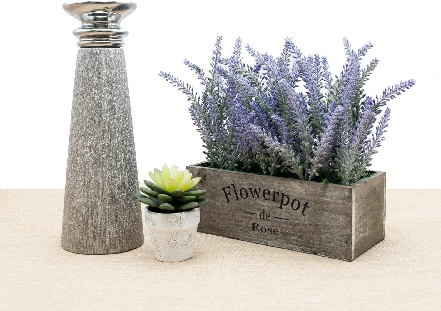 Velener Artificial Lavender Plant and Mini Rosemary Bamboo Leaves Plant Bundle