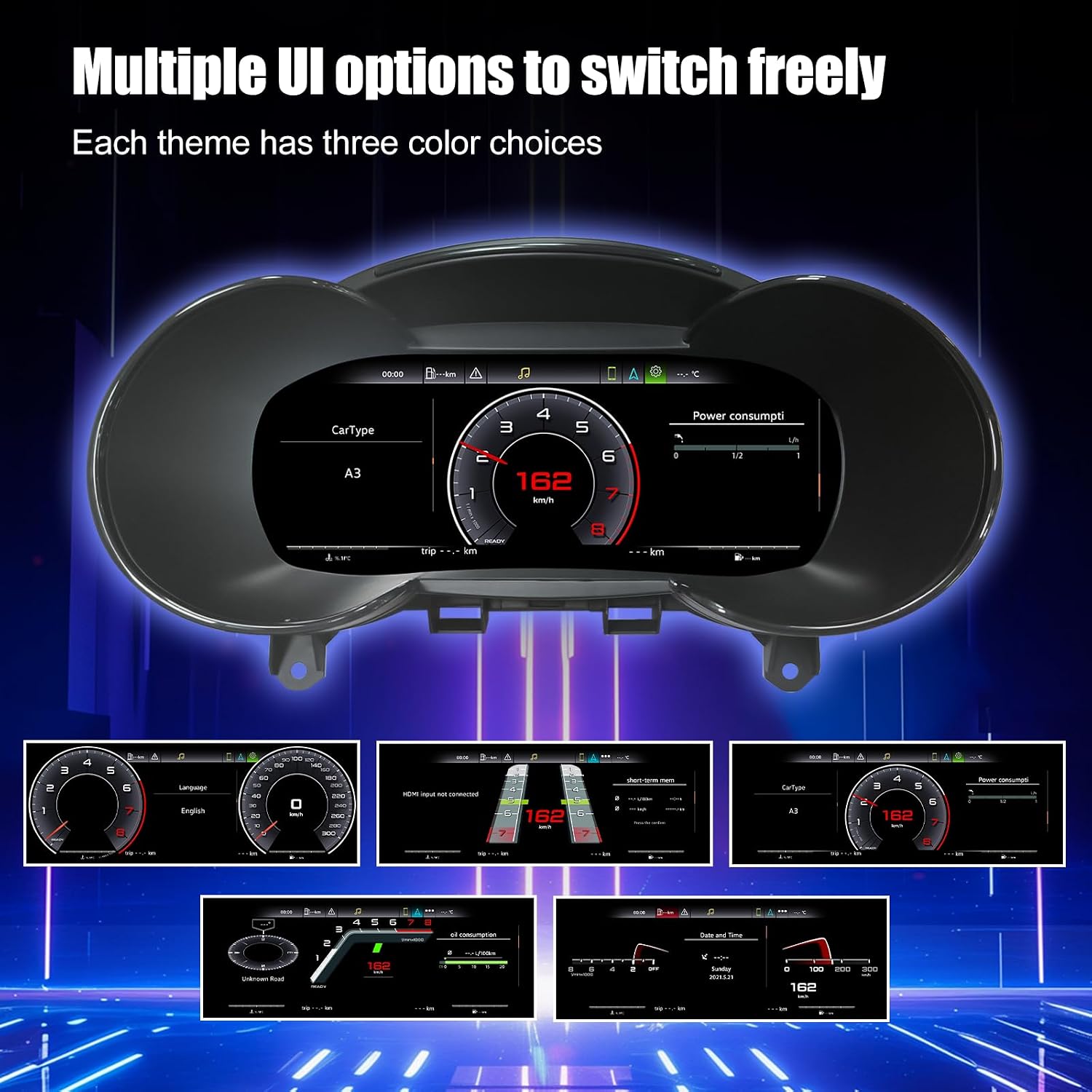 10.25 inch Digital Dash Instrument Cluster for Audi TT 2007-2014, LCD Digital Panel Speedometer car Dashboard Replacement Digital Gauge Cluster