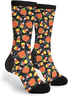 934 Novelty Work Socks Candy Pumpkins Candy Corn On Spider Webs Trainer Socks Eco Friendly Walking Socks Unisex For Trekking Women Football 40Cm