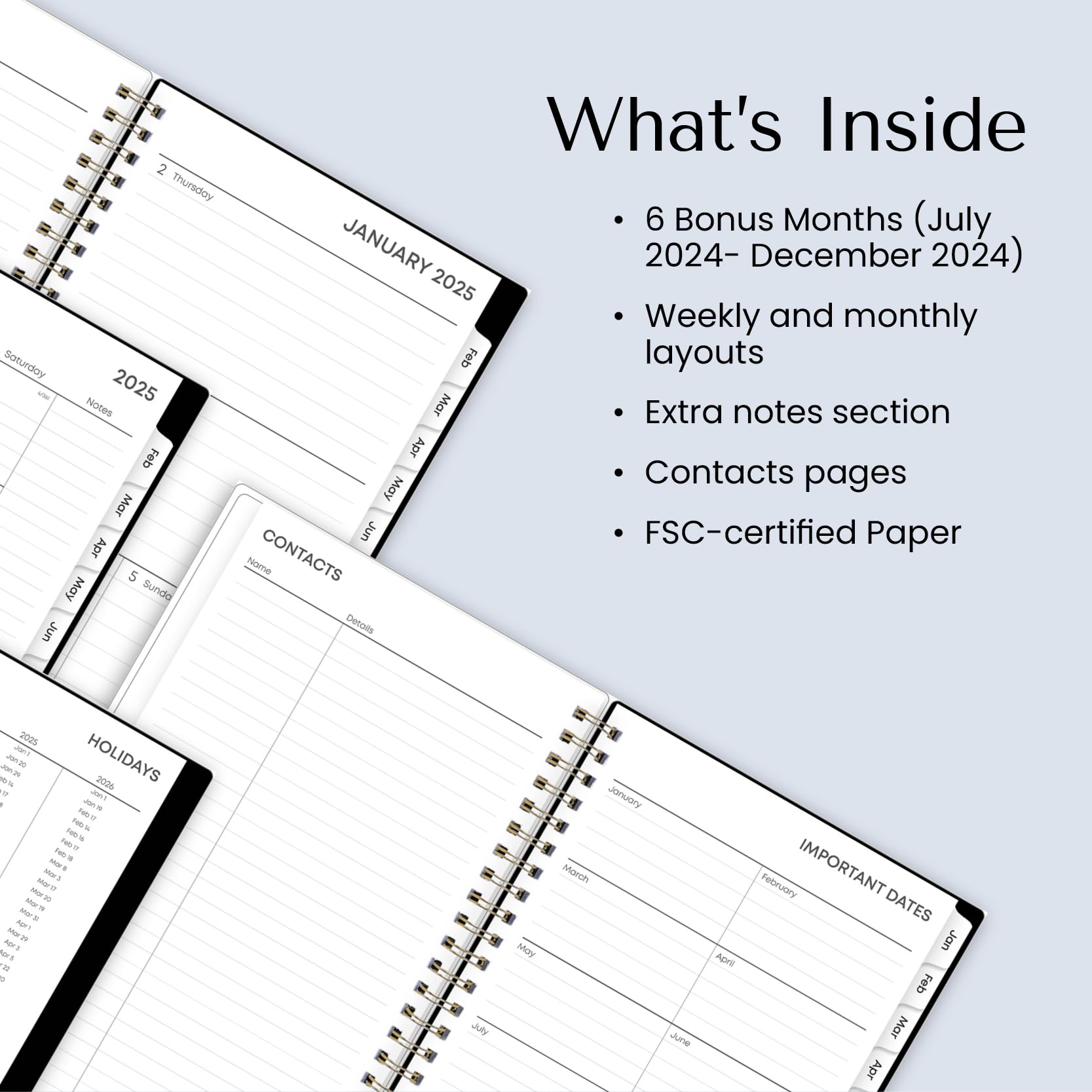Snapklik.com : Blue Sky 2025 Weekly And Monthly Planner Calendar ...