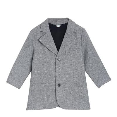 Mini Klub Boys Front Open Long Sleeve Woven Cotton Grey Color Long Coat (5-6Y)