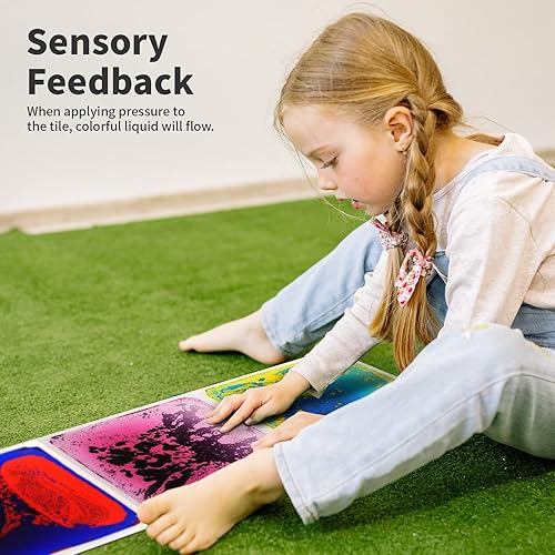 Miniatura 4 de Art3d Azulejos sensoriales líquidos para actividades de suelo, cuadrados, 11.8 x 11.8 pulgadas, multicolor, 6 azulejos
