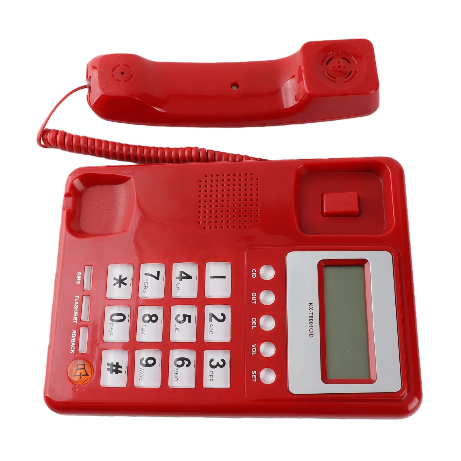Telefoni con Filo Linea Fissa con Display ID Chiamante, Telefono Fisso con Vivavoce per Hotel Casa Ufficio Casa, Telefono da Tavolo Rosso retrò per Anziani, Segreteria Telefonica Digitale