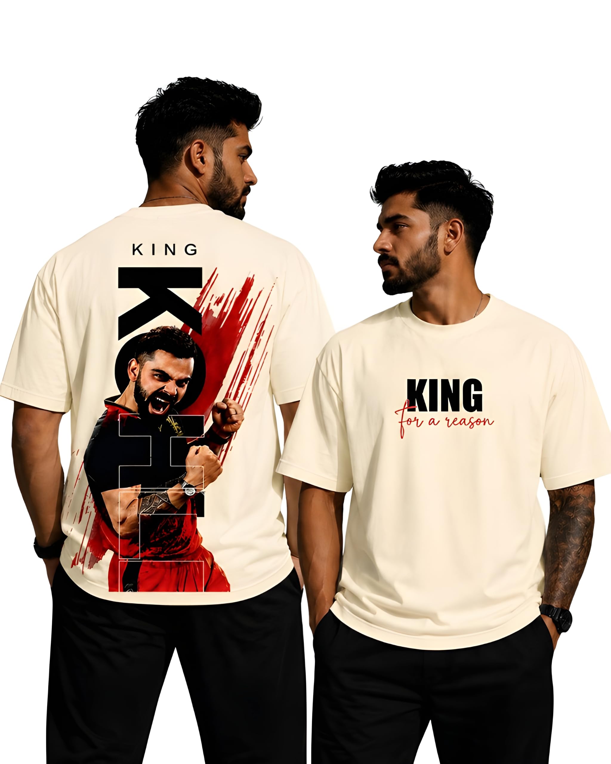 Cricket Inspired Oversized T-Shirt for Men | Premium 240 GSM Cotton | Graphic Back Print Streetwear | Half Sleeve Round Neck Casual Tee-picture-50