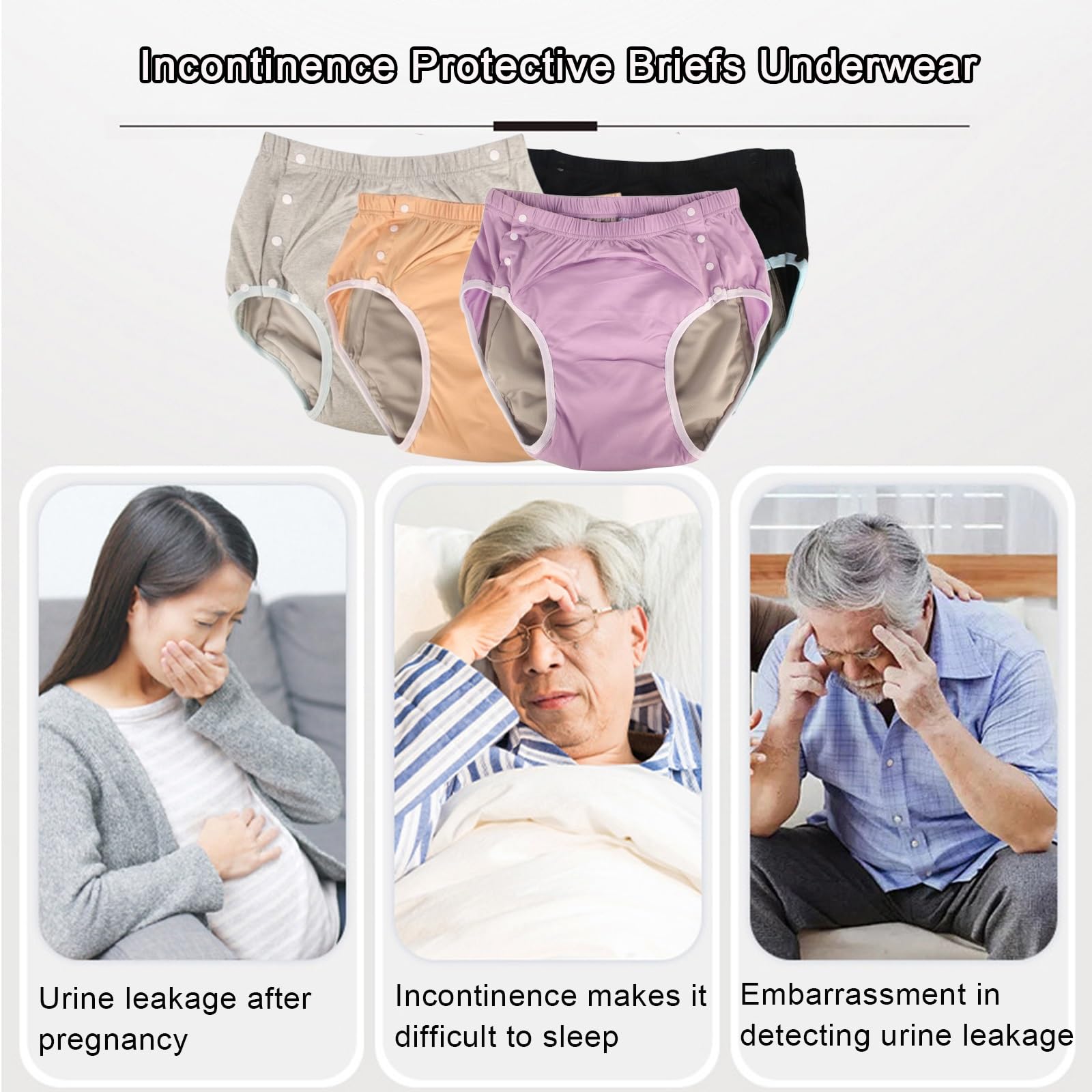 4 Stück Inkontinenz Pants,Inkontinenz Höschen Stoffwindeln für Erwachsene Auslaufsichere Windeln Wiederverwendbare Atmungsaktive Baumwollunterwäsche für die Altenpflege(Small)