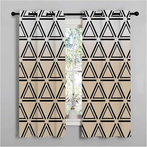 Miniatura 2 de Cortinas para cocina Cortinas para cocina, cortinas geométricas a prueba de sonido a cuadros para puerta y ventana, bloqueador de ruido, 110