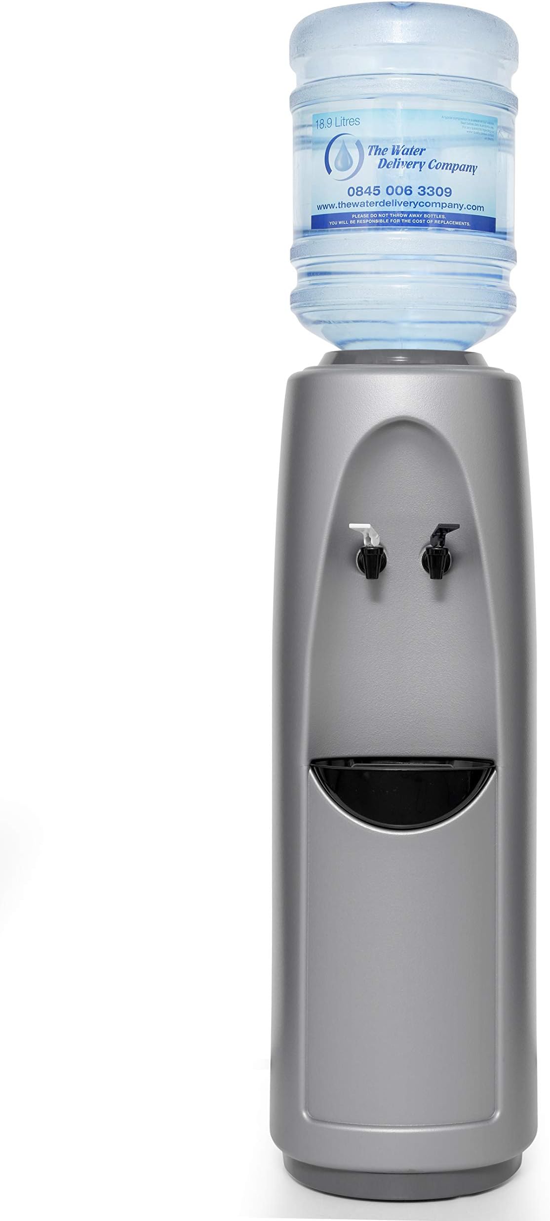 Hydrate Direct Archway Ambient & Cold Bottled Water Cooler Dispenser | Floor-Standing Water Machine, Dispenses Cool Chilled Water and Room Temperature Water – in Grey/Silver