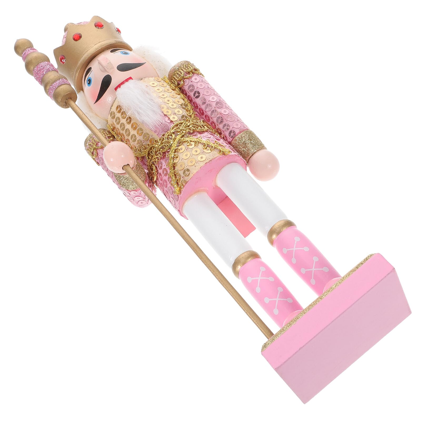 Figurine Artisanale Originale en Bois, Casse-Noisette Rose Pailleté FOMIYES