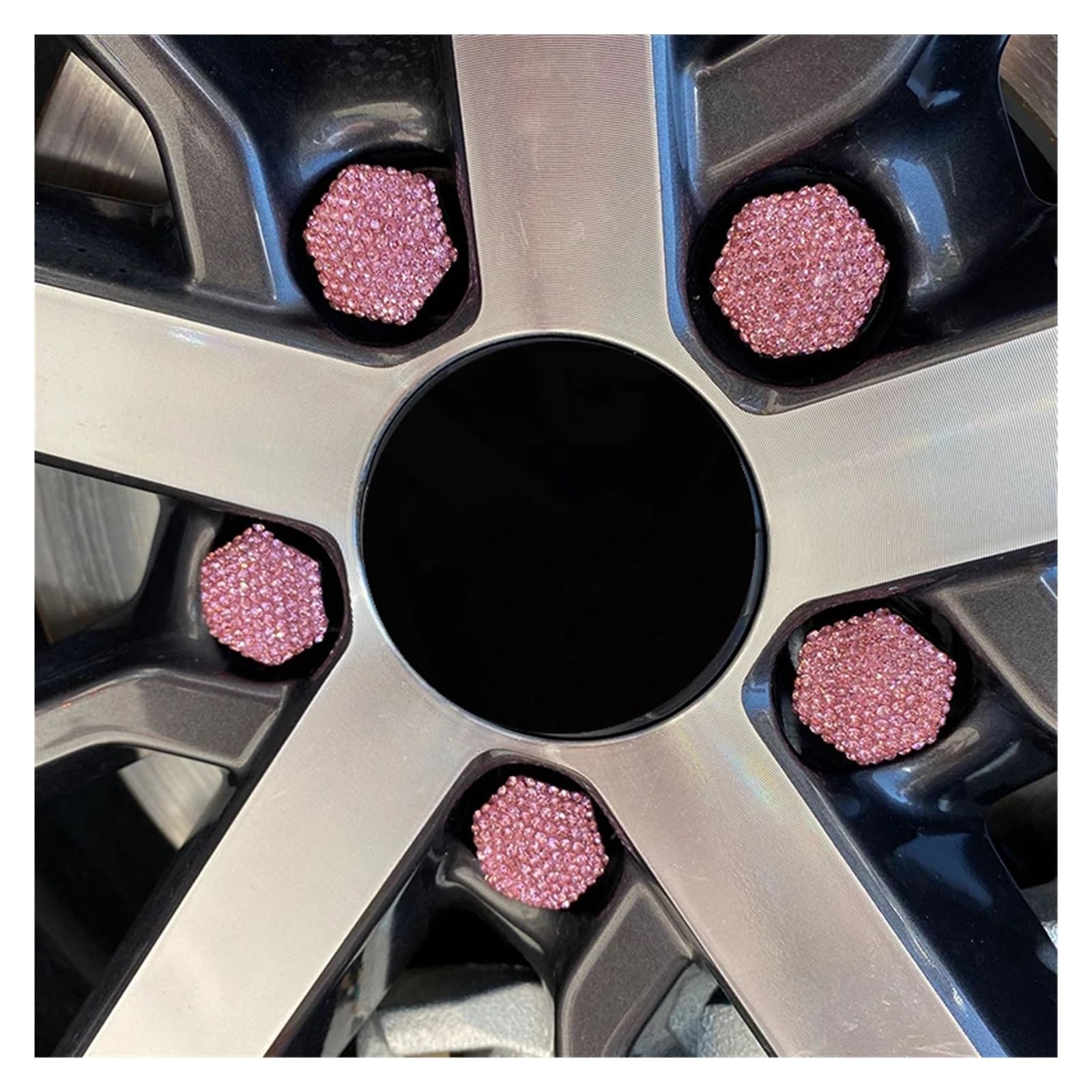 nakładki na nakrętki kół, 20 szt. uniwersalnych kołpaków samochodowych z diamentową intarsją i na opony(Pink,21MM)