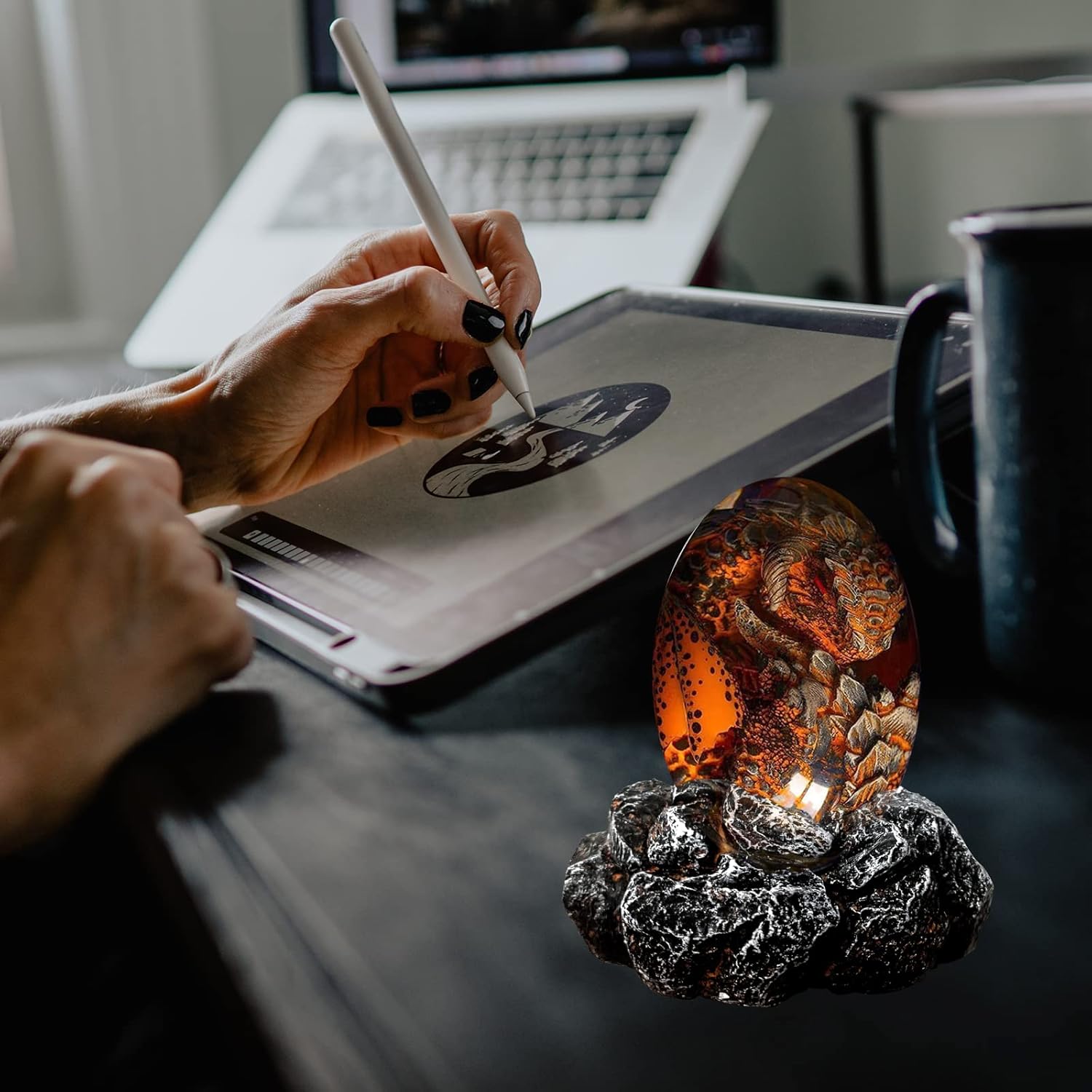 ACOCOFE Lava Dragon Egg with Luminous Base, Gift for Holidays, Christmas, Birthdays, Graduation (Purple, Green, Red)