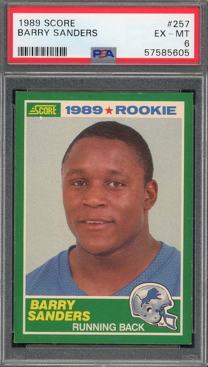 Barry Sanders 1989 Score Football Rookie Card RC #257 Graded PSA 6
