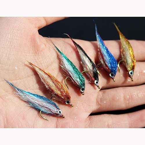 Miniatura 5 de Juego de 12 señuelos de pesca con mosca de pececillo herido UV Polar Fry que se hunde lentamente, trucha de salmón, cabeza de acero, pesca con