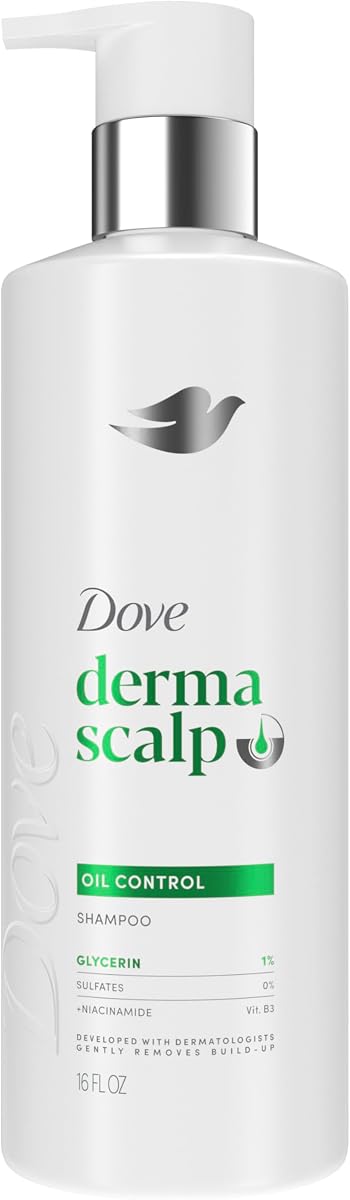 Champú Derma Scalp Oil Control para cabello graso y acumulación de productos 16 oz | Apoya la barrera del cuero cabelludo con glicerina y niacinamida para un cabello fresco y limpio; Sin sulfatos y desarrollado por dermatólogos.