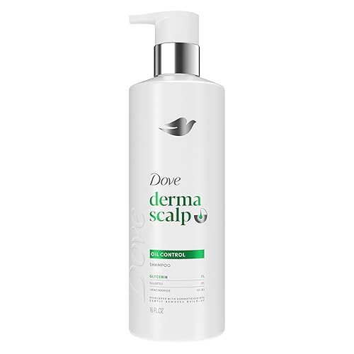 Dove Derma Scalp Shampoo 1 ct Control de aceite para eliminar la acumulación suave, con glicerina, 16 oz