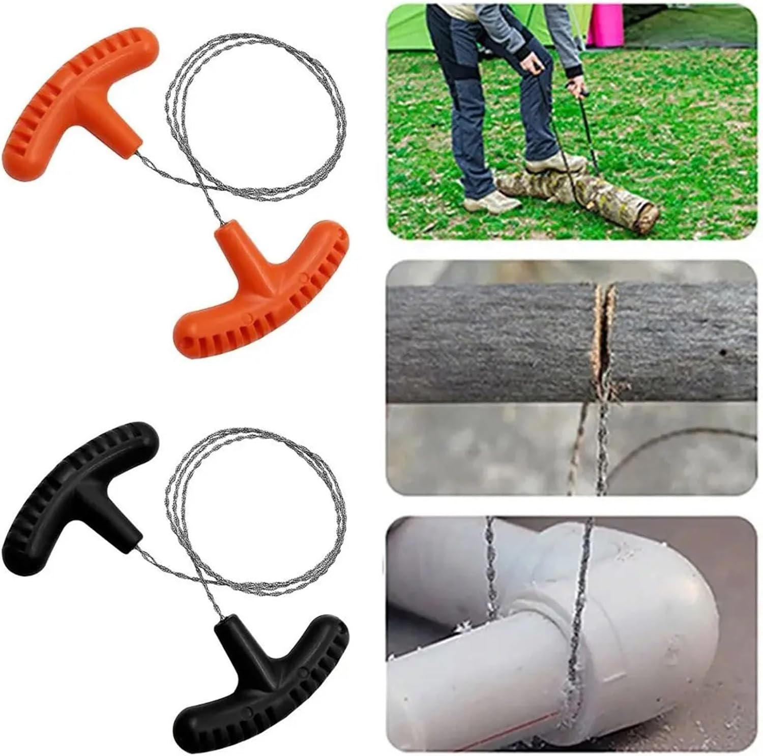 Wire Saw 30pcs Portable Hand Chain Saw Cutter - Outdoor Steel Wire Survival Tools(Black)