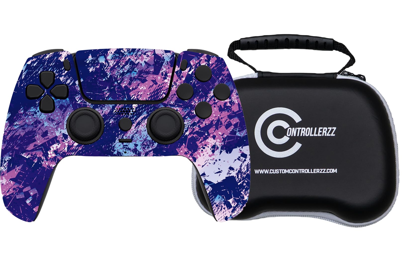 Custom Controllerzz Purple Chaos Controller Case Bundle Includes Purple Chaos Custom Wireless Controller for PS5 PC Universal Protective