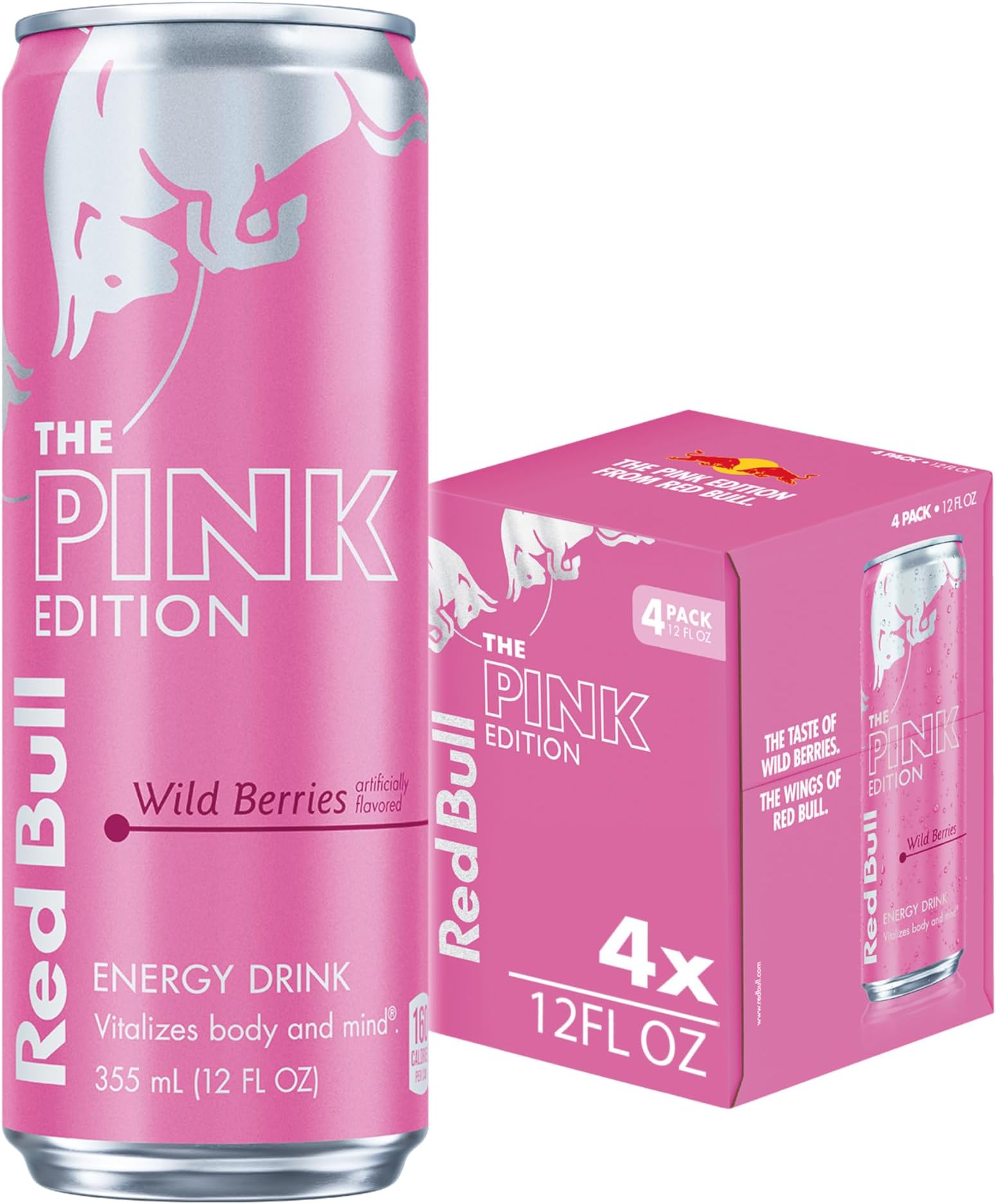 Wild Berries, Pink Edition, with 114mg Caffeine plus Taurine & B Vitamins, 12 Fl Oz, Pack of 4 Cans