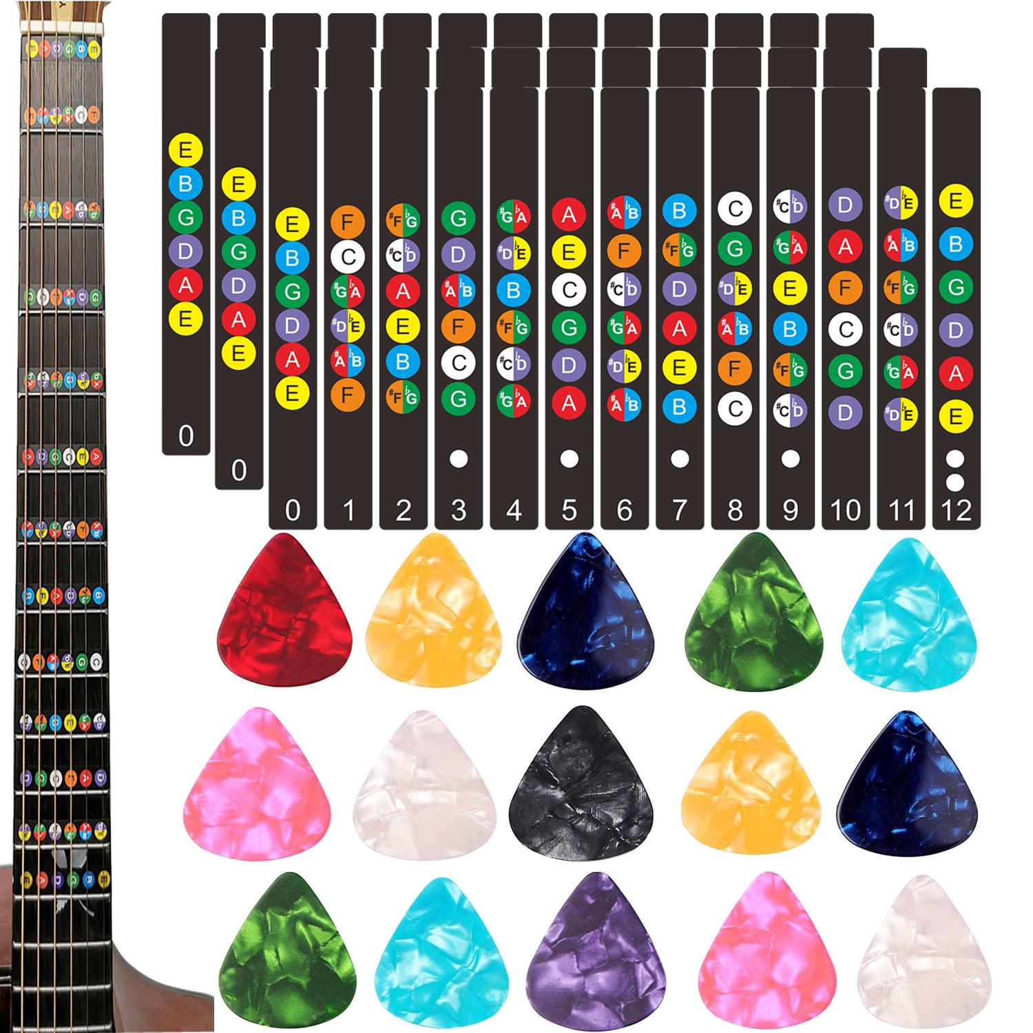 Buy Guitar Fretboard Stickers Decals,3pcs Color Guitar Code Note