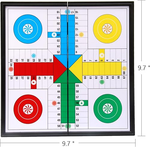 Miniatura 6 de Amerous Juego de Ludo Go Board plegable de viaje magnético de 10"