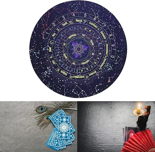 Miniatura 9 de Tookie Tapete de adivinación, tablero de péndulo ligero de forma redonda, 8.66 pulgadas con letras de cielo estrellado de goma para astrología para