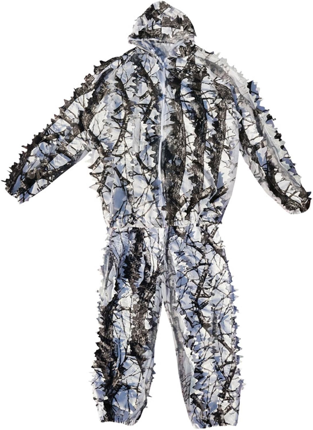 Camouflage Suit,Snow Camouflage Clothing Winter Hunting Tactical Suit Hooded Camo Clothing Woodland Camouflage Forest Hunting Sniper Military,Including Jacket Pants Unisex White Bionic
