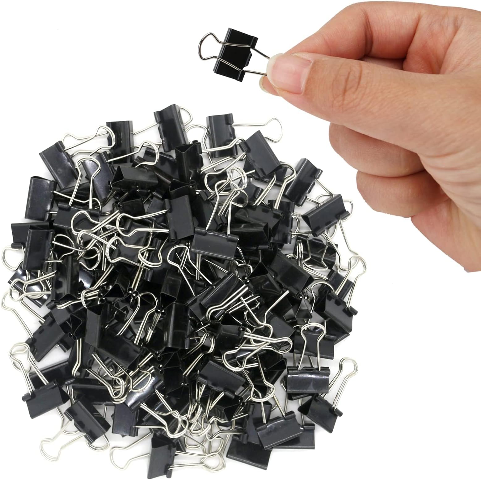 TERRIFI Mini Binder Clips, 100 Pack - 5/8 Inch, Standard 15mm, Fold Clamp Design, 0.23 Inch Capacity Paper Clips- Essential Office Supplies, Perfect for Micro Binding and Paper Organization