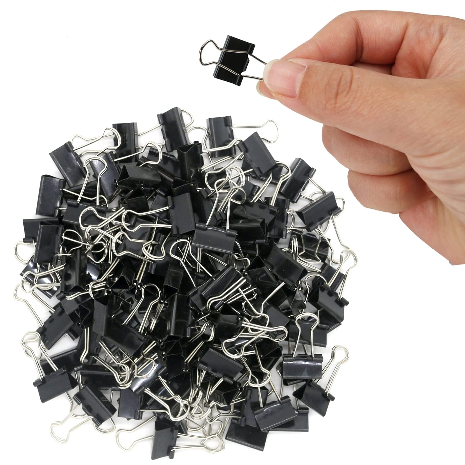 TERRIFI Mini Binder Clips, 100 Pack - 5/8 Inch, Standard 15mm, Fold Clamp Design, 0.23 Inch Capacity Paper Clips- Essential Office Supplies, Perfect for Micro Binding and Paper Organization