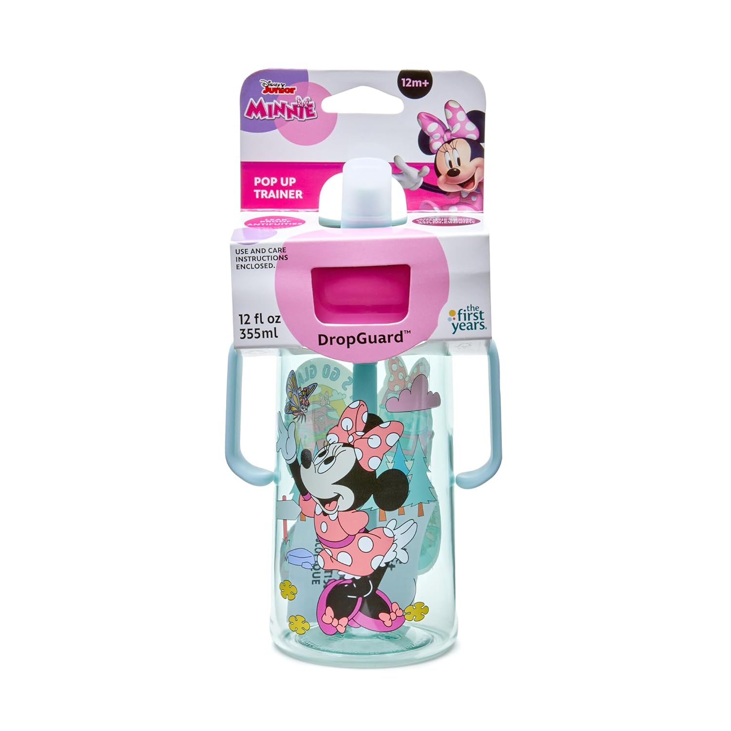 The First Years Disney Minnie Mouse Pop Up Toddler Straw Cup - Dishwasher Safe Toddler Water Bottle with Spout - Transition Sippy Cups for Toddlers - 14 Oz - Ages 12 Months and Up - Image 7