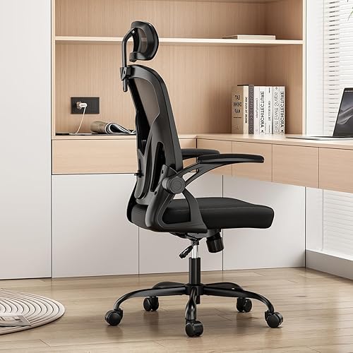 Miniatura 3 de Silla de oficina ergonómica, silla de escritorio con reposacabezas y soporte lumbar ajustable, cómodas sillas de juegos de malla con reposabrazos
